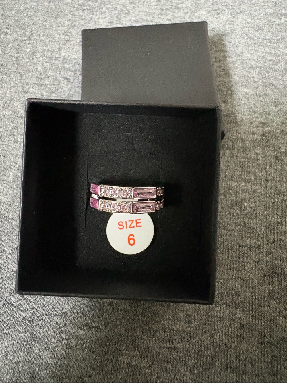 Pink Crystal Double-Row Stacking Ring - Size 6